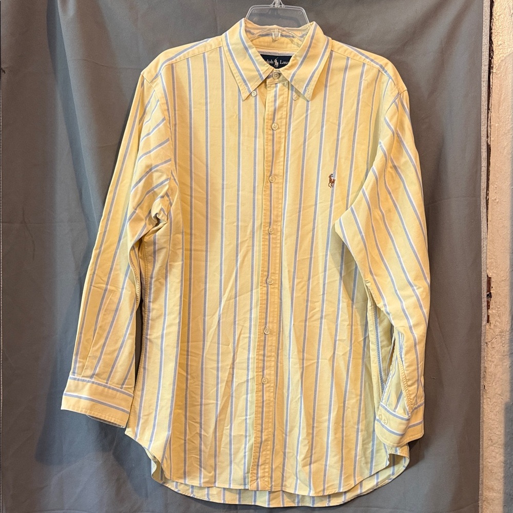 Polo by Ralph Lauren Men's Yellow Striped Classic Fit Shirt